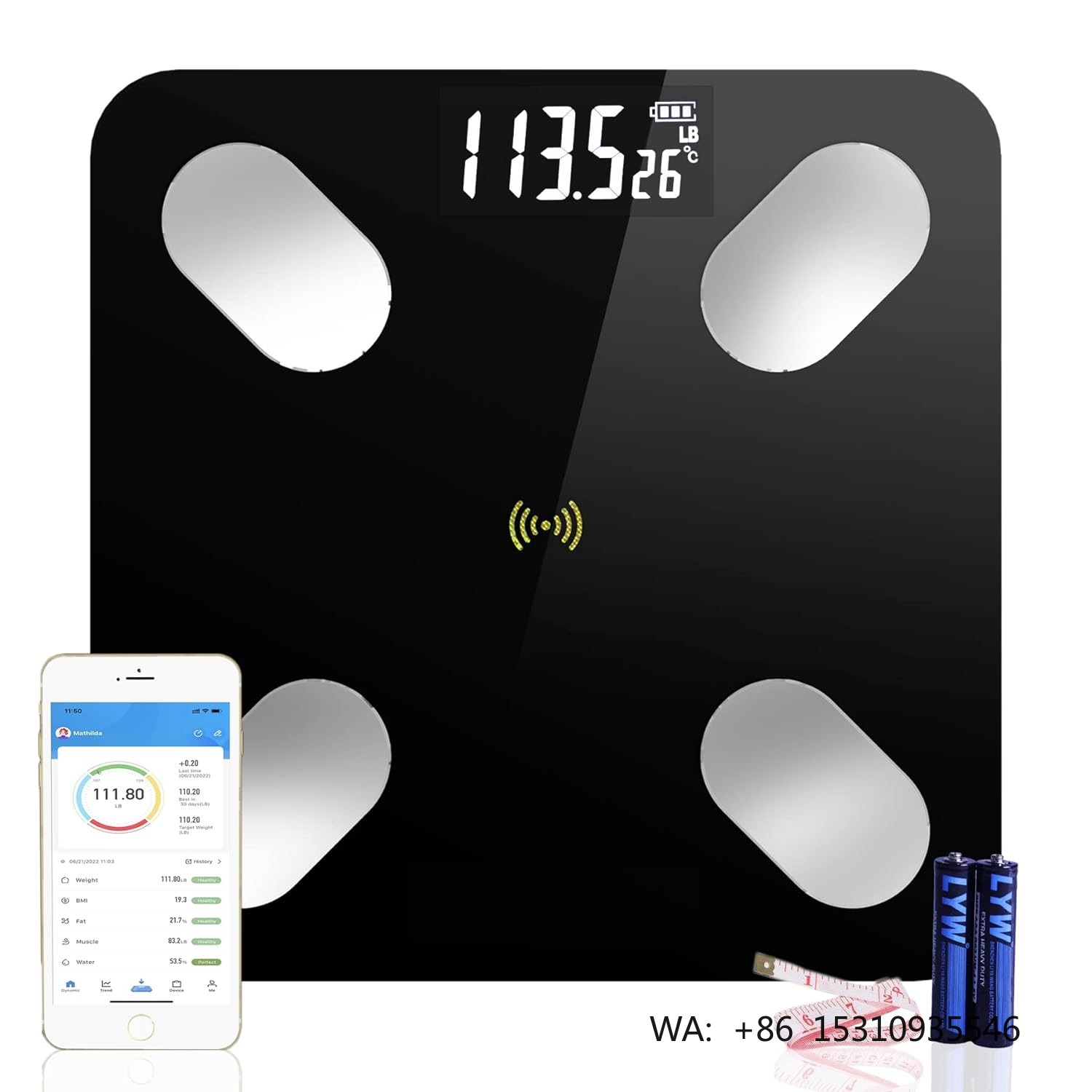 Body Fat Scale Smart - Bilancia Digitale Intelligente per Peso e